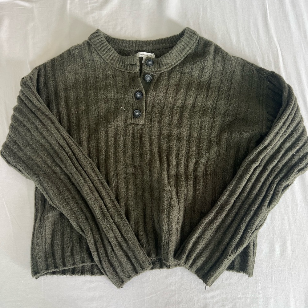 Olive Green Ribbed Sweater